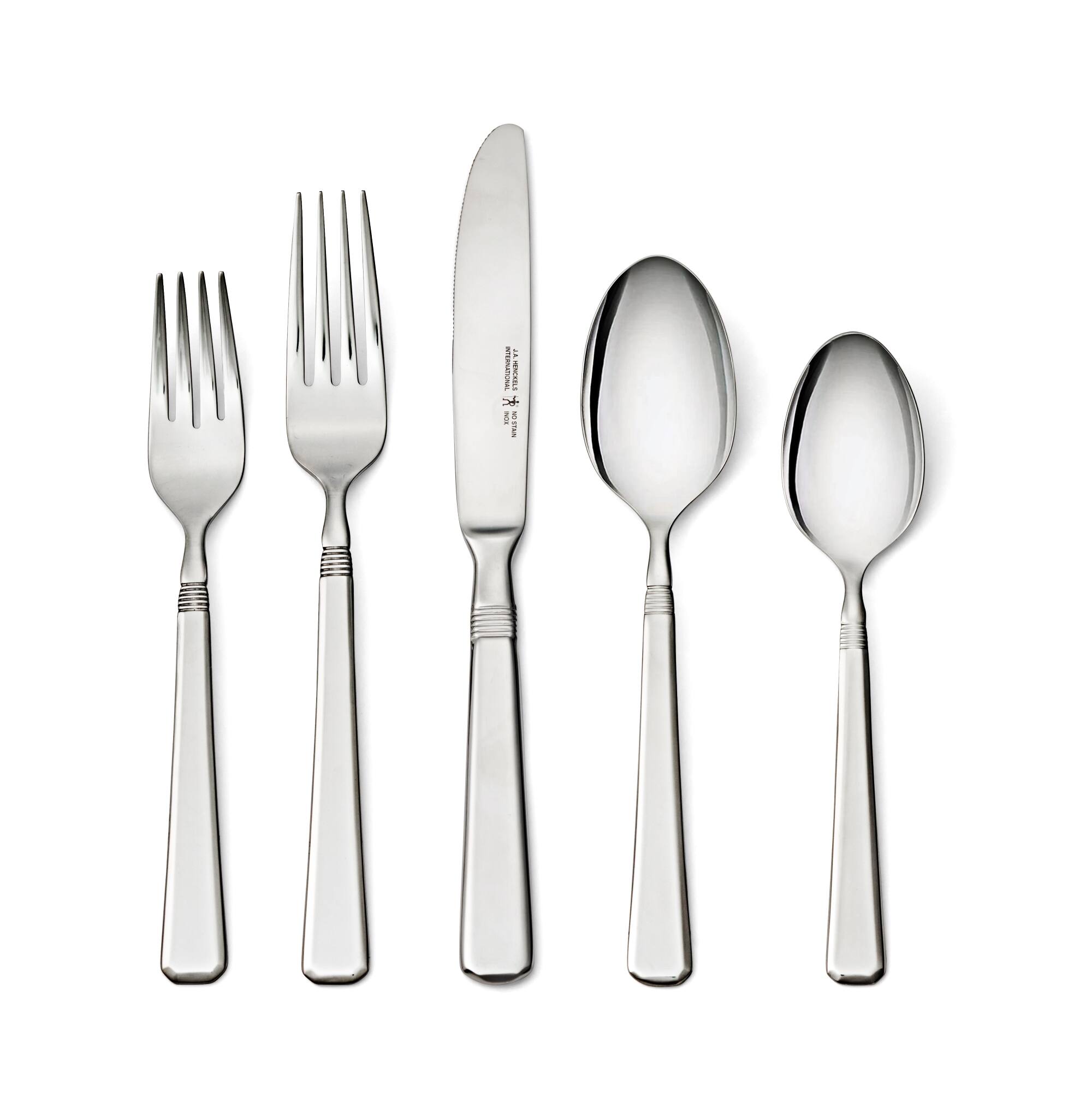 Front. Henckels - Henckels Metrona 62-pc 18/10 Stainless Steel Flatware Set - Stainless Steel.