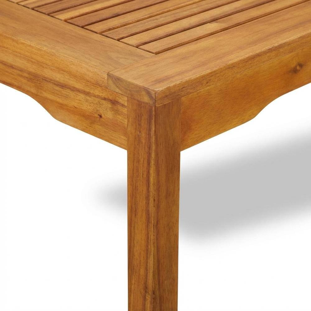 Back. Outdoor Escape - Oil Finish Wooden Patio Dining Table Set with 6 Outdoor Chairs - Brown.