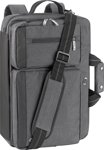 Solo - Urban Convertible Laptop Briefcase Backpack - Gray - Larger Front