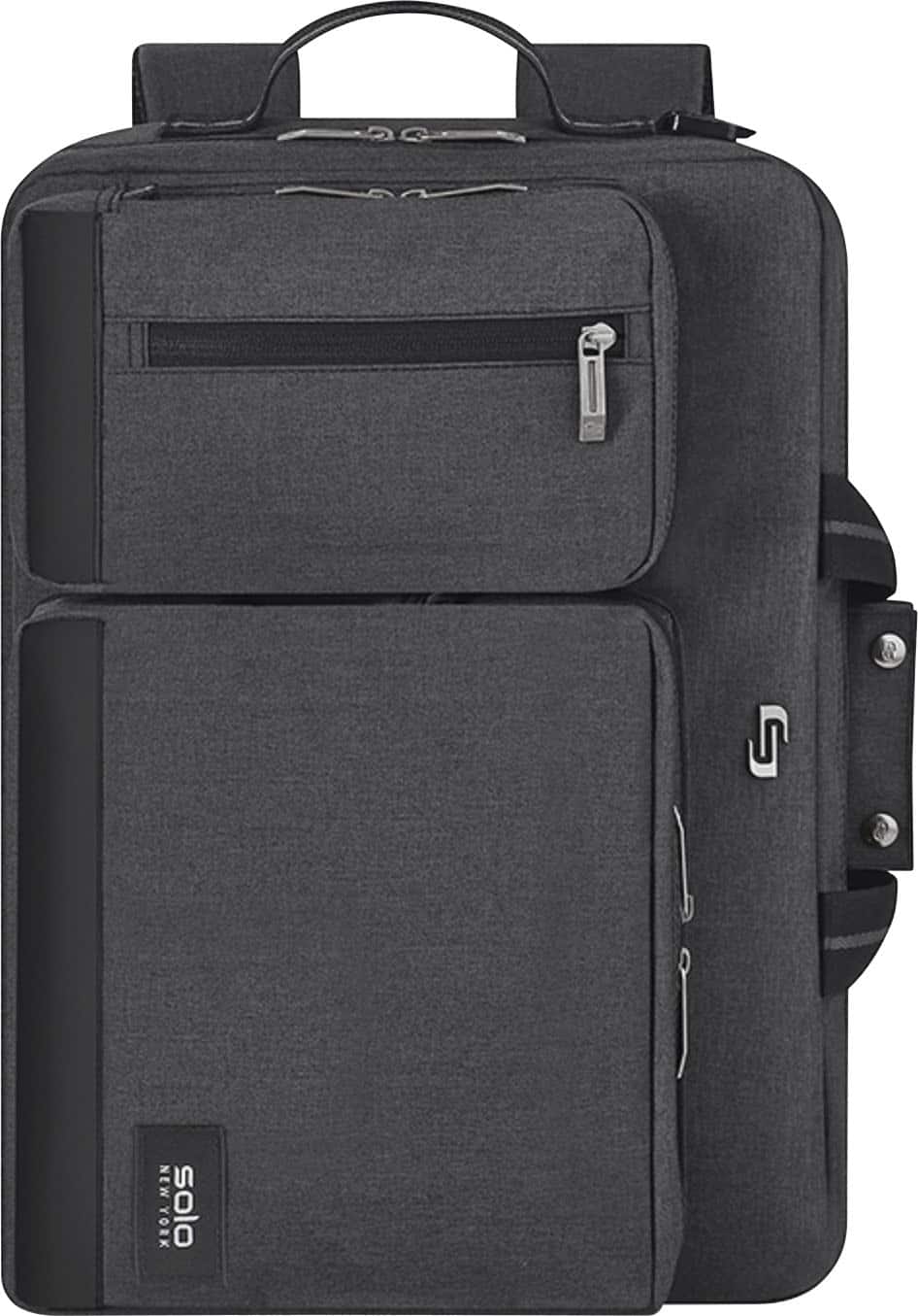 Front. Solo New York - Duane Hybrid Briefcase Backpack for 15.6" Laptop - Gray.