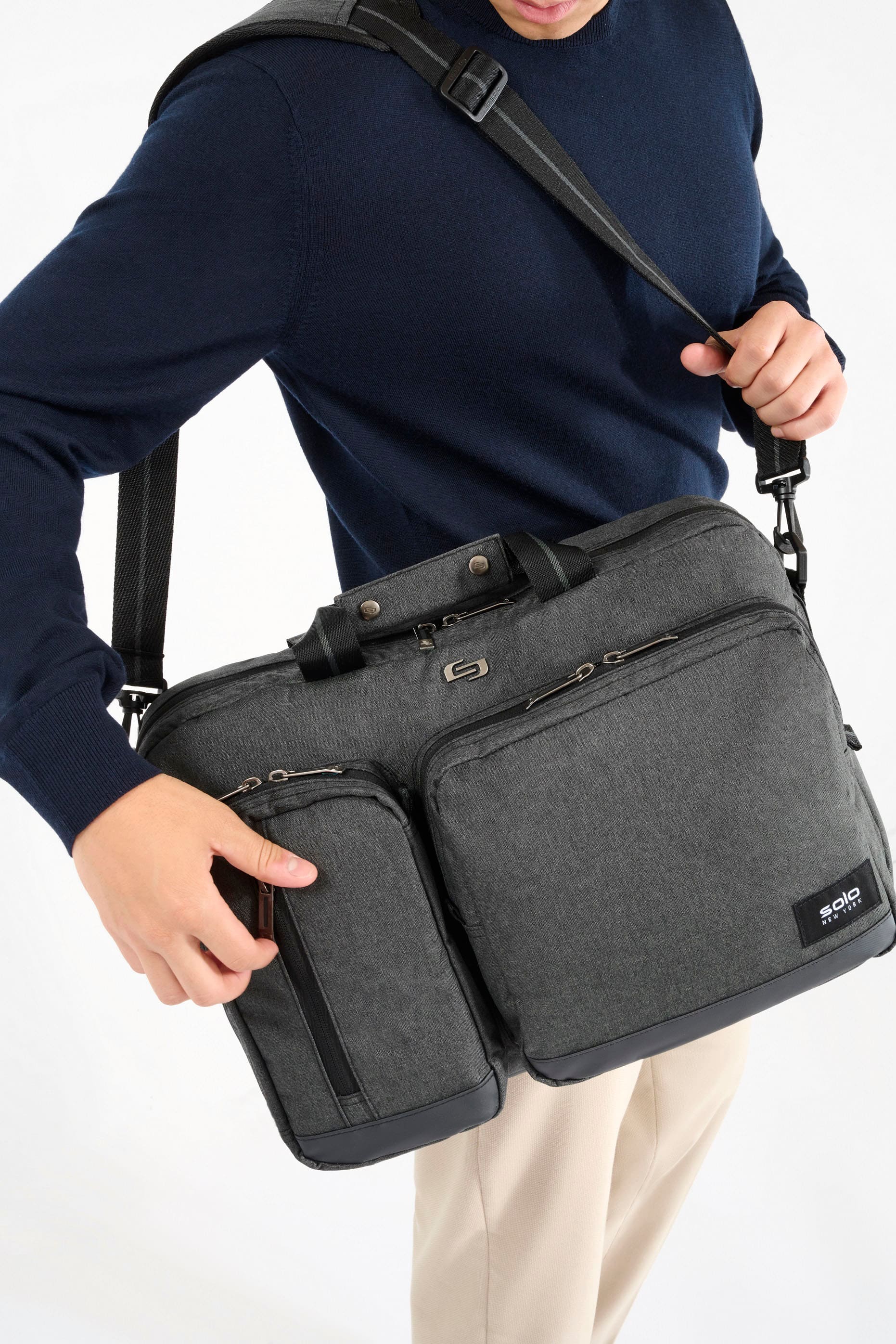 Alt View 23. Solo New York - Duane Hybrid Briefcase Backpack for 15.6" Laptop - Gray.