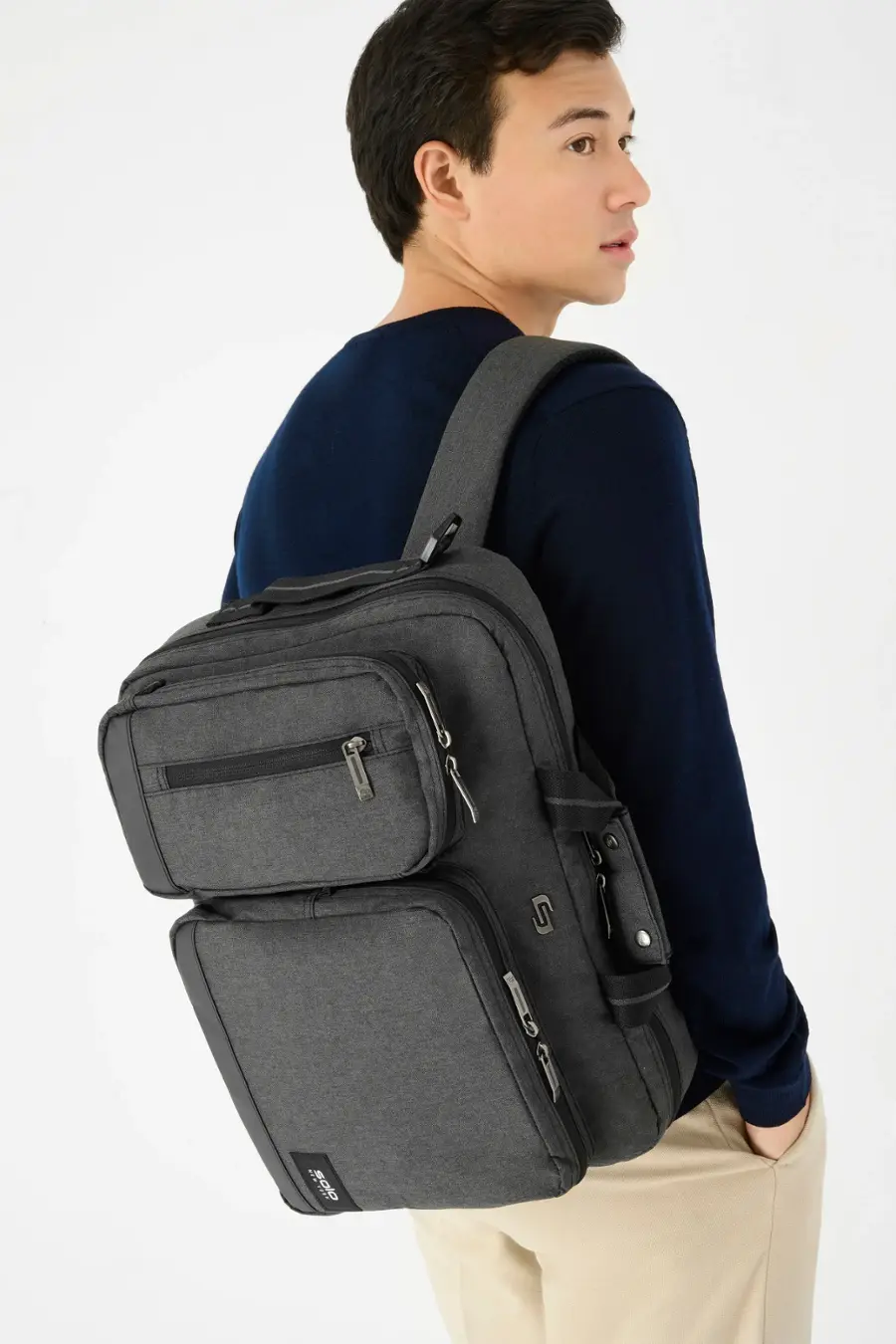 Alt View 24. Solo New York - Duane Hybrid Briefcase Backpack for 15.6" Laptop - Gray.