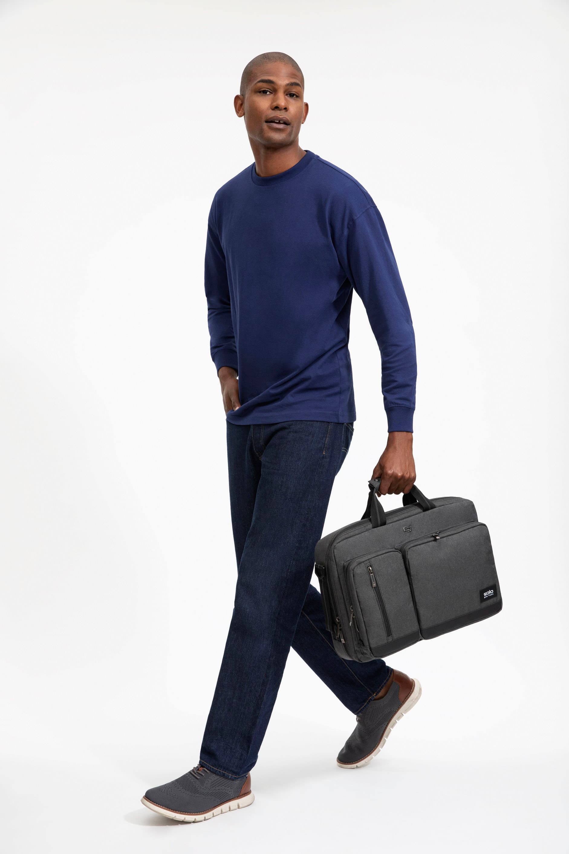 Alt View 25. Solo New York - Duane Hybrid Briefcase Backpack for 15.6" Laptop - Gray.