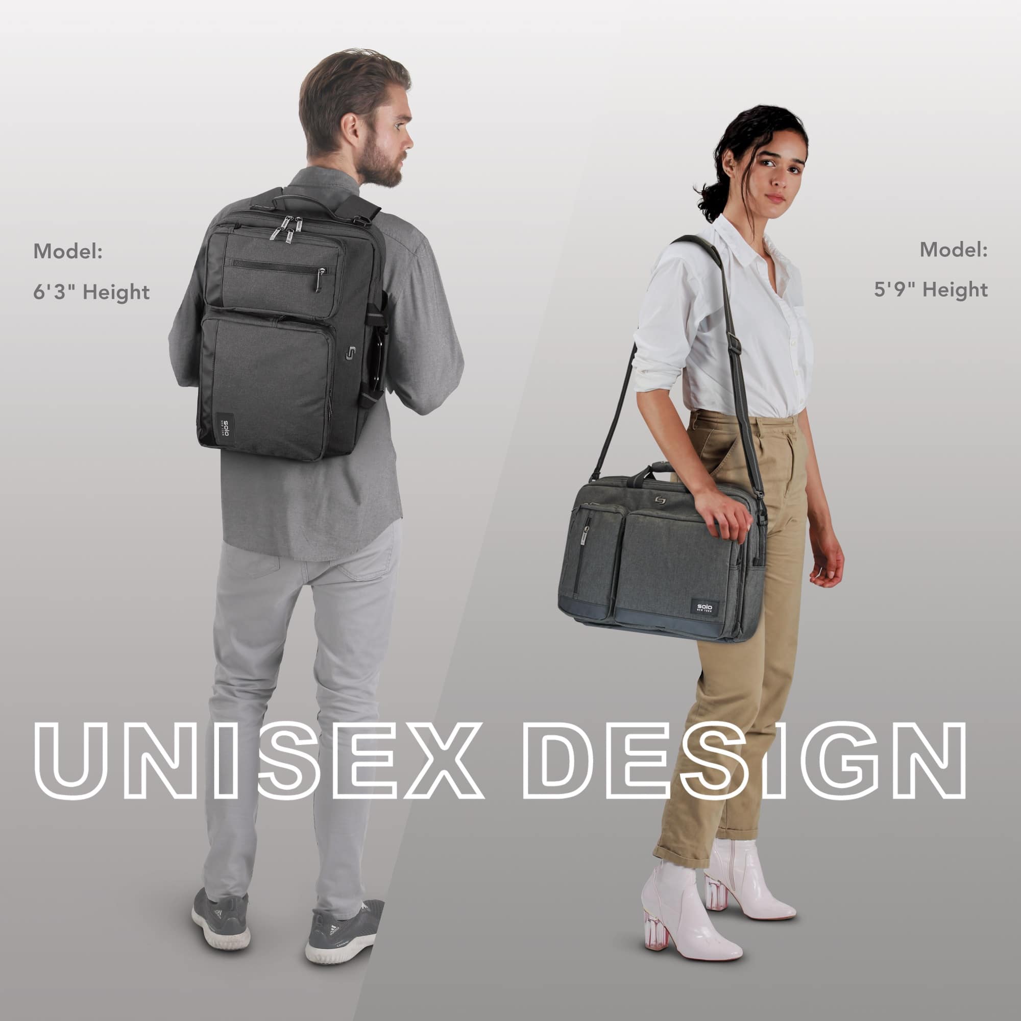 Model: 6'3" Height 5'9" Height - UNISEX DESIGN