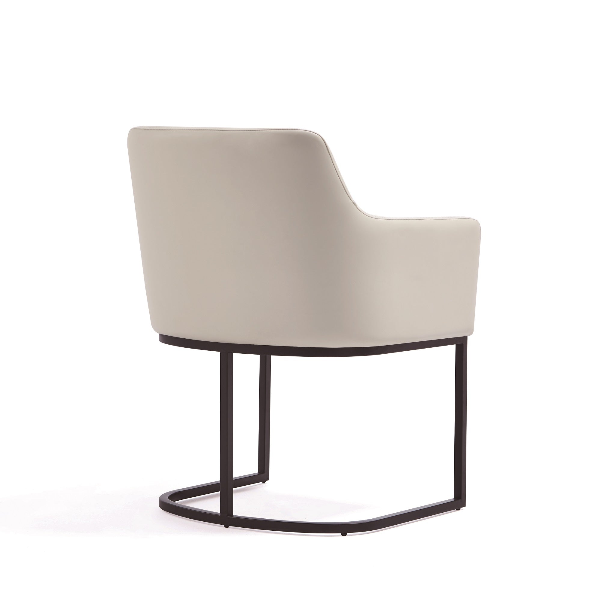 Alt View 3. Manhattan Comfort - Serena Modern Metal Vegan Leather Dining Chair with Arms - Ivory.