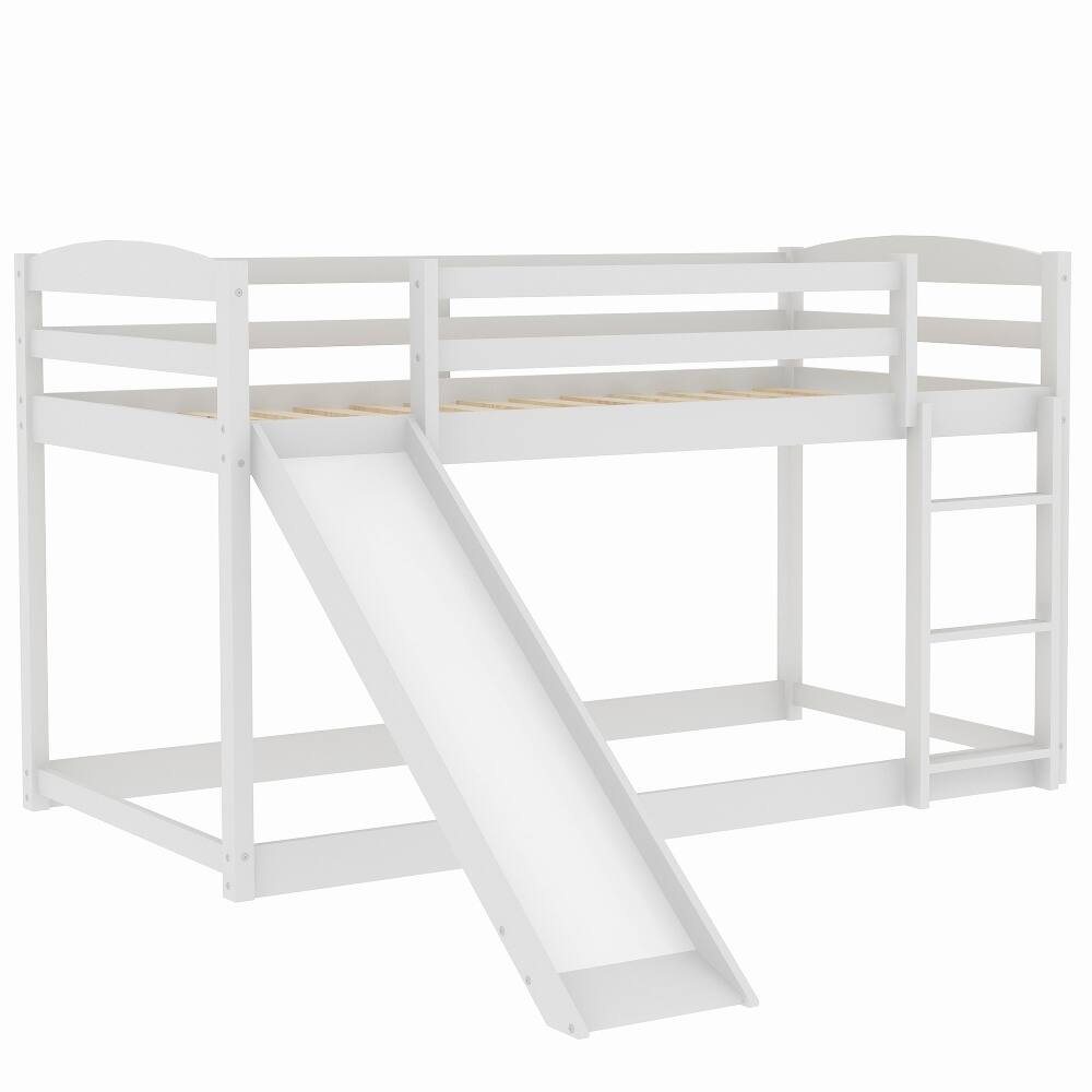 Alt View 6. Loheer - Loheer Twin Over Twin Bunk Bed with Slide and Ladder White - White.