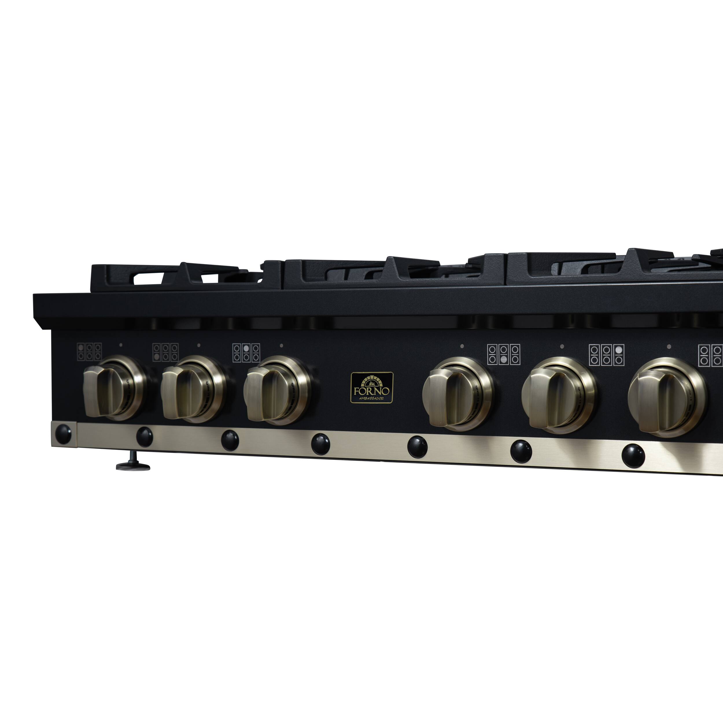 Alt View 4. Forno Appliances - 36 in. Wide 6 Burner Ambassador Built-In Gas Cooktop - Black - Black.