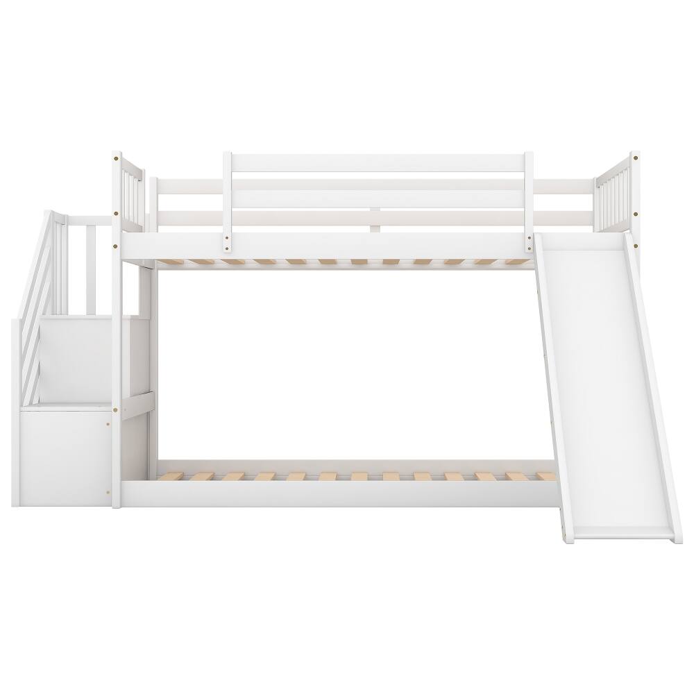Alt View 1. Loheer - Loheer Twin Over Twin Bunk Bed with Slide Stairway White - White.
