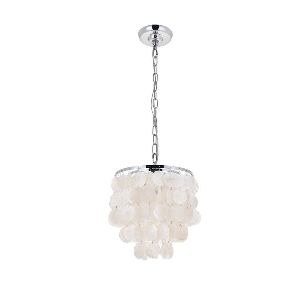 Alt View 3. Living District - Selene 1 light Chrome Pendant - Chrome And White.