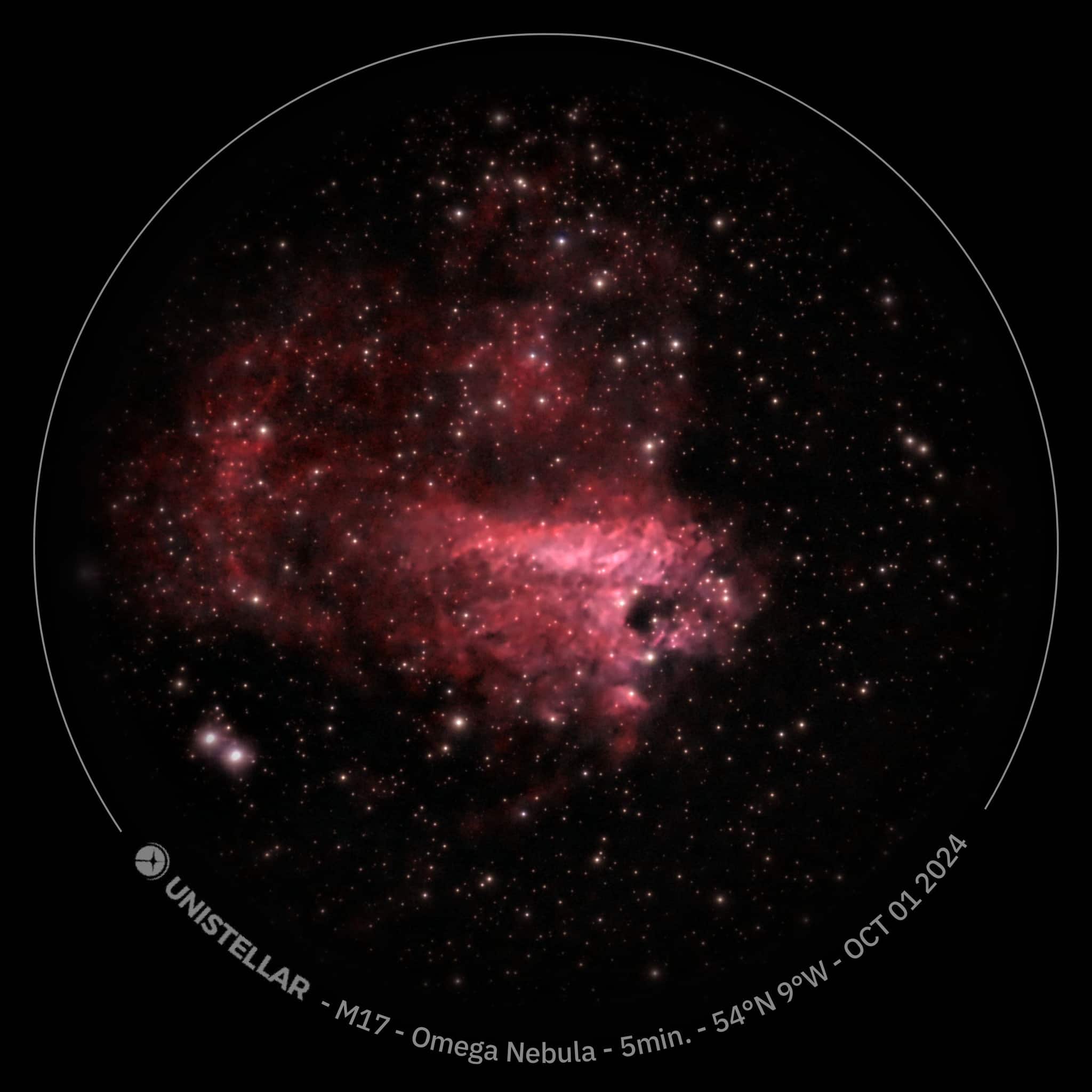 2024 01 01 - Unistellar - 9W - Omega Nebula - 1 54N - 1 5min.