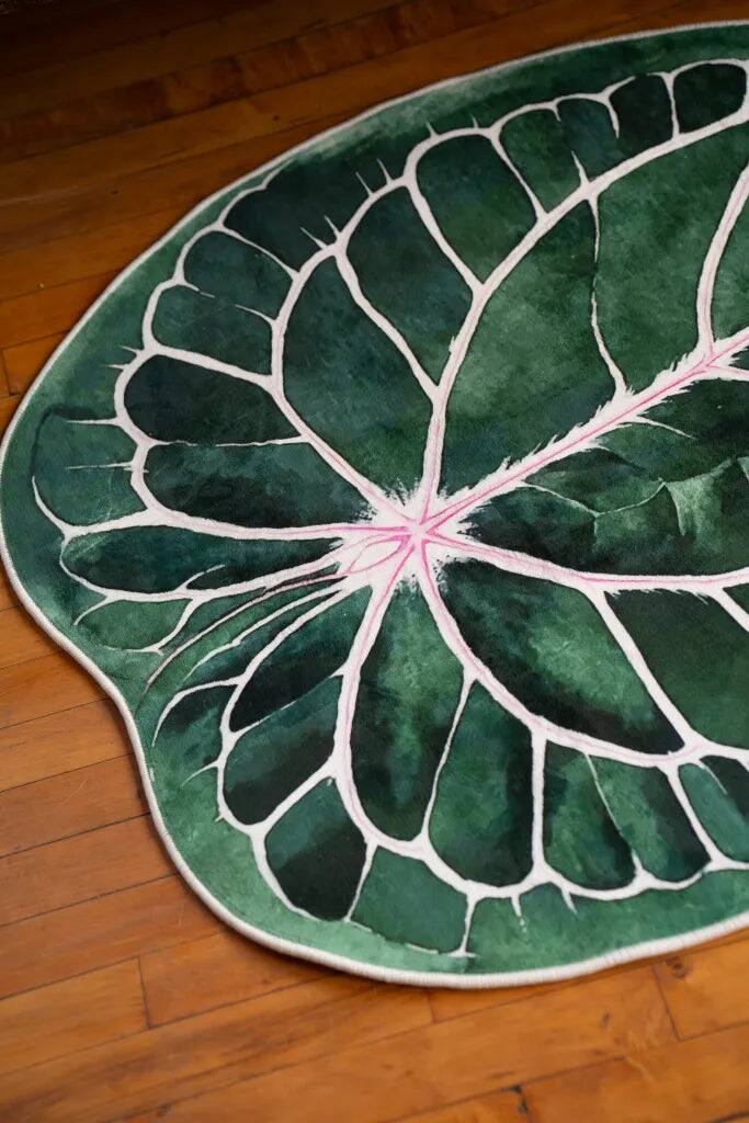 Left. Lanyspace - 3'x4' Area Rug, Washable Rugs, Non-Slip and Tear-Resistant Soft Carpet, Irregular Caladium Leaf Rug for Home Decor - Multicolor.