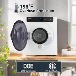 LUCKY ONE - 2.6 cu.ft Compact Clothes Dryer with Touch Panel & IHS/ECO Modes - 8.8 lbs Capacity - White