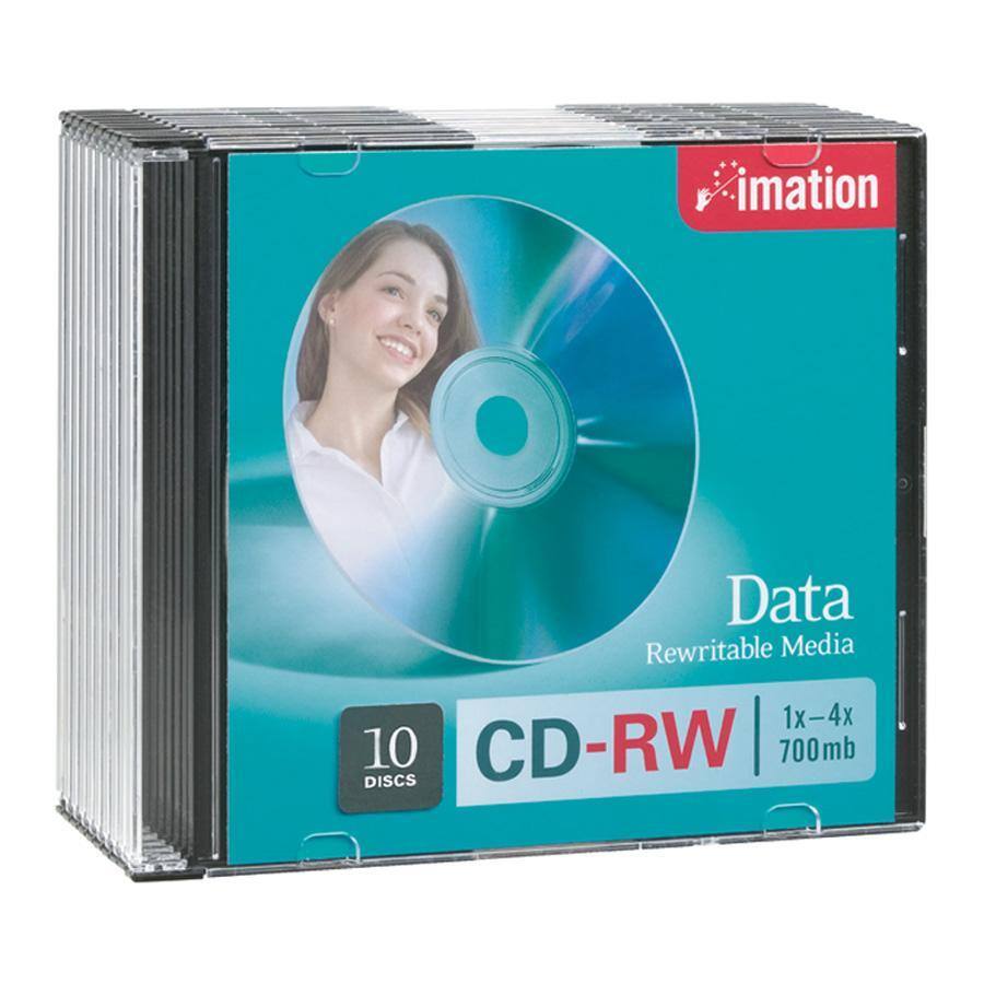 Alt View Standard 20. Imation - CD Rewritable Media - CD-RW - 4x - 700 MB - 10 Pack Slim Jewel Case - Retail.