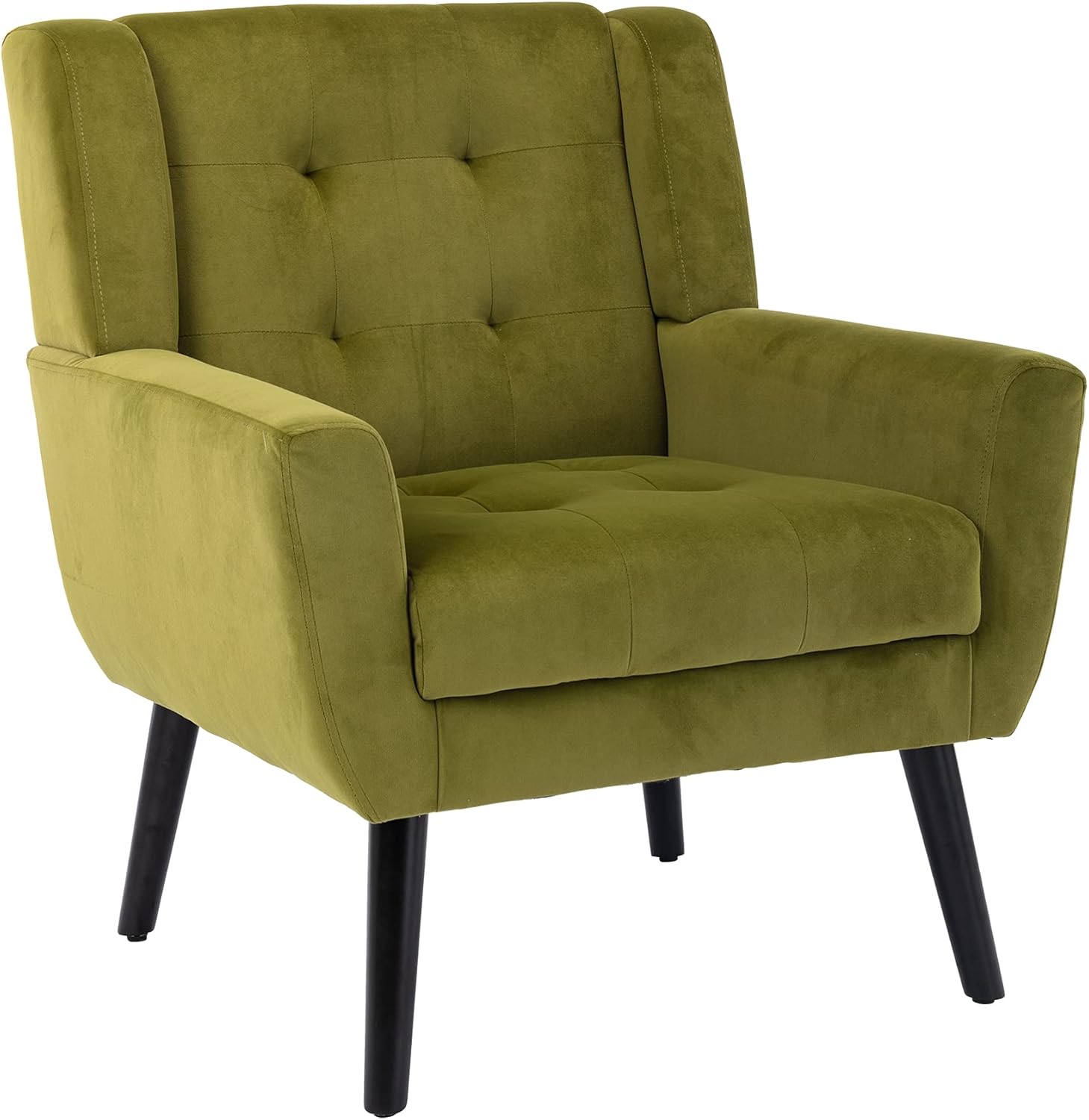 Alt View 1. Trinkets Crazed - Midcentury Modern Accent Chair with Arms, Upholstered Fabric Reading Side Chair - green.