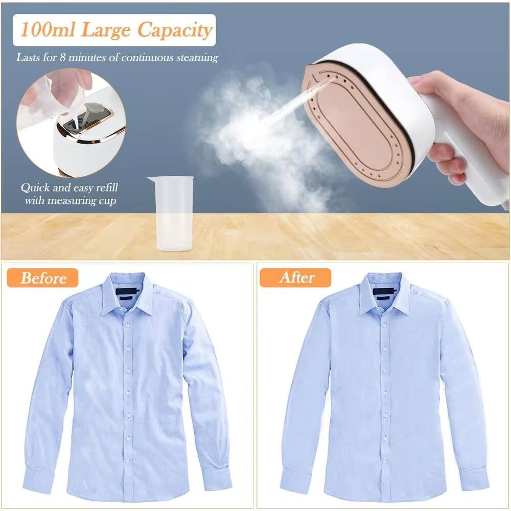 100ml Large Capacity  
Lasts for 8 minutes of continuous steaming  

Quick and easy refill with measuring cup  

Before  
After