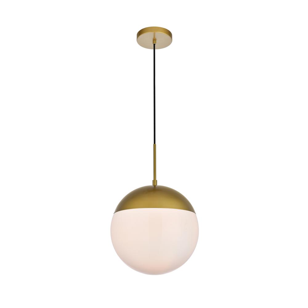 Alt View 2. Living District - Eclipse 1 Light Brass Pendant With Frosted White Glass - Brass And Frosted White.
