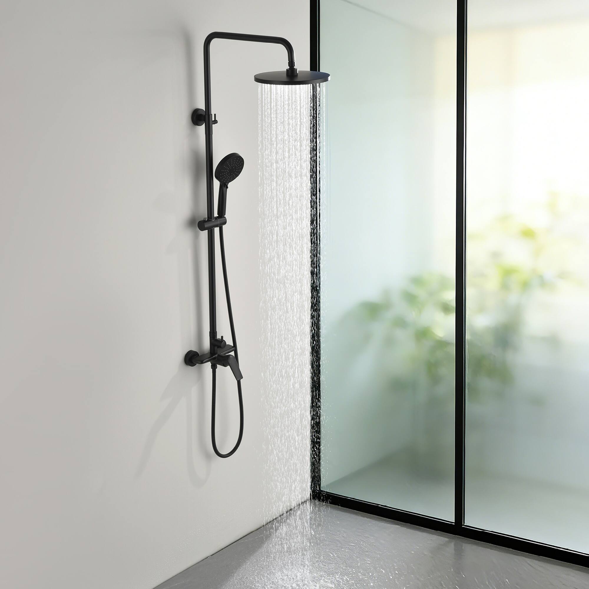 Alt View 3. Boyel Living - Matte Black Shower Set Brass SUS304 2-Function 10-Inch ABS Top Spray 3-Function Handheld cUPC - Matte Black.