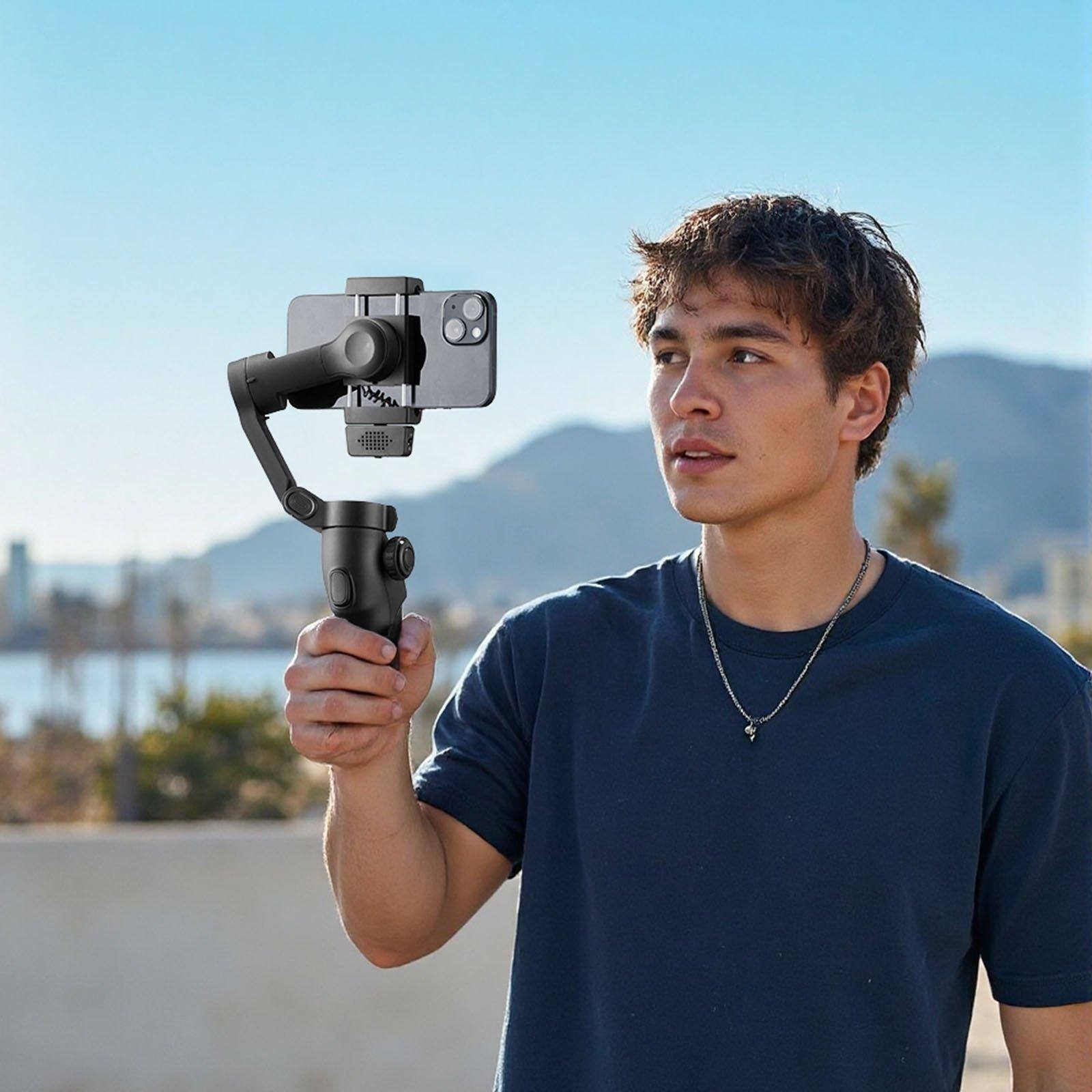 Alt View 1. Glintex - Gimbal Stabilizer for Smartphone 3-Axis Foldable Phone Gimbal w/ AI Tracking Fill Light Tripod Portable Video Recording.