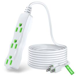Maximm - Extension Cord with 3 Outlets, 125V, 3 Prong Extension Cord, ETL Listed, 30ft - WHITE green