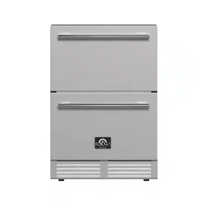 Front. Forno Appliances - Cosenza 24" Built-In Indoor/Outdoor Drawer Freezer with Ice Maker - Stainless steel.