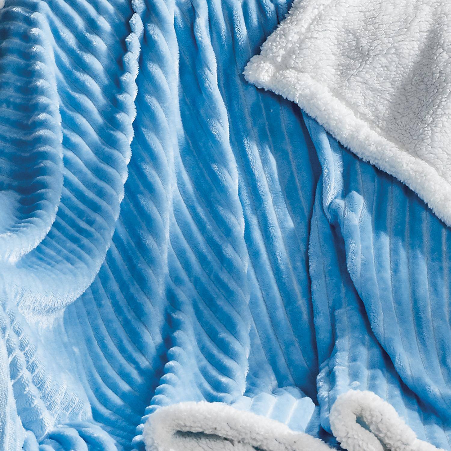 Alt View 3. Noble House - Plazatex Corduroy Sherpa All Season Decorative Throw Blanket 50" x 60" Light Blue - Light Blue.