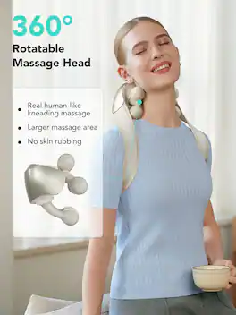 SKG - Neck Massager for Pain Relief Deep Tissue Shiatsu Neck and Shoulder Cordless Massger with Heat Gifts - Beige