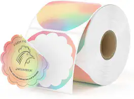 MUNBYN - Flower Thermal Labels, 2.25" Color Circle Thermal Stickers - Rainbow
