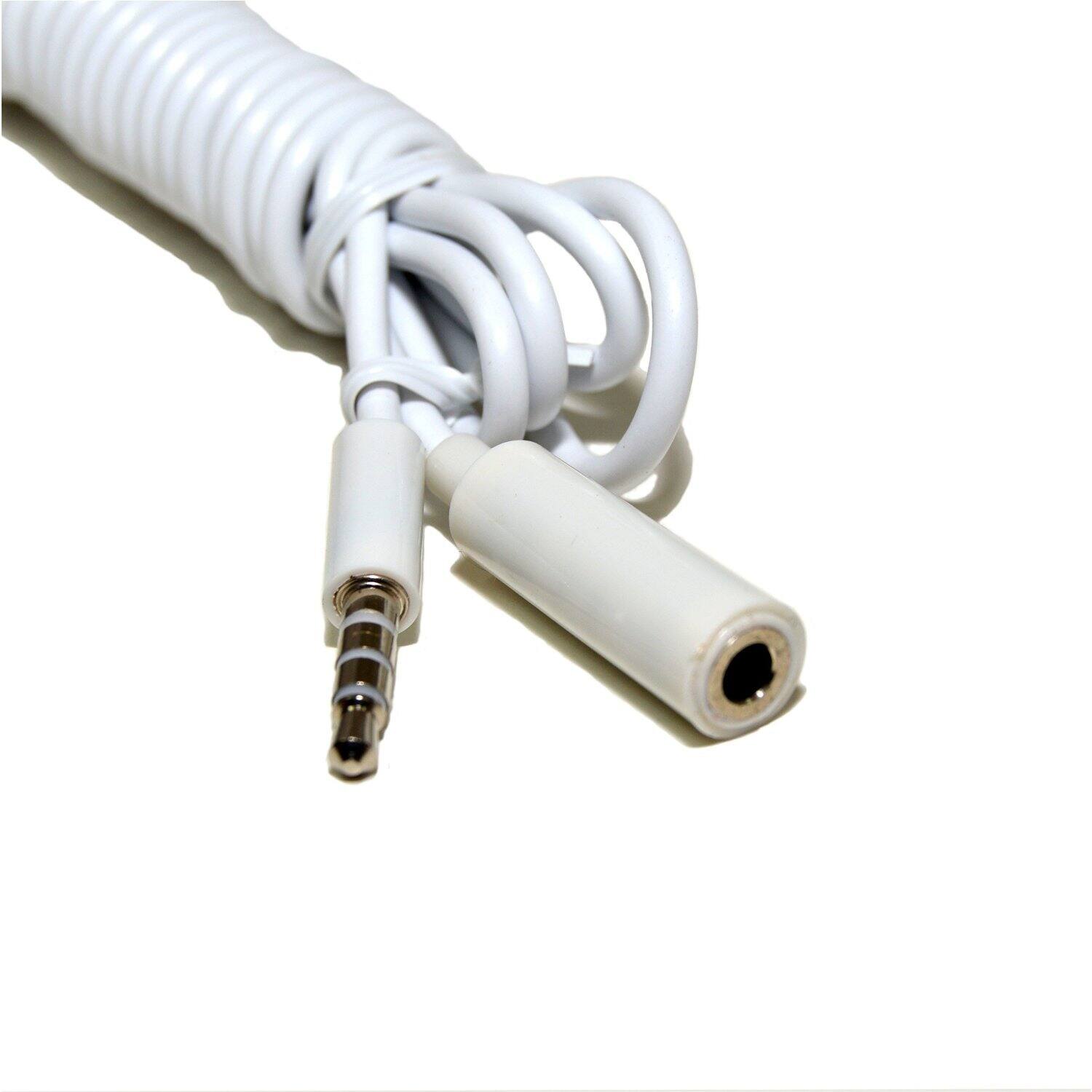 Angle. HQRP - 3.5 mm TRRS Headset Extension Cable - Male to Female, 6.5 ft, Stereo Audio Mic Cord - White.