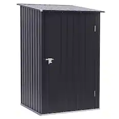 Front. Outsunny - 3.3' x 3.4' Lean-to Garden Storage Shed, Galvanized Steel Tool House with Lockable Door for Patio - Dark Gray.