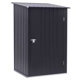 Outsunny - 3.3' x 3.4' Outdoor Storage Shed, Metal Garden Tool House with Sloping Roof and Lockable Door - Dark Gray
