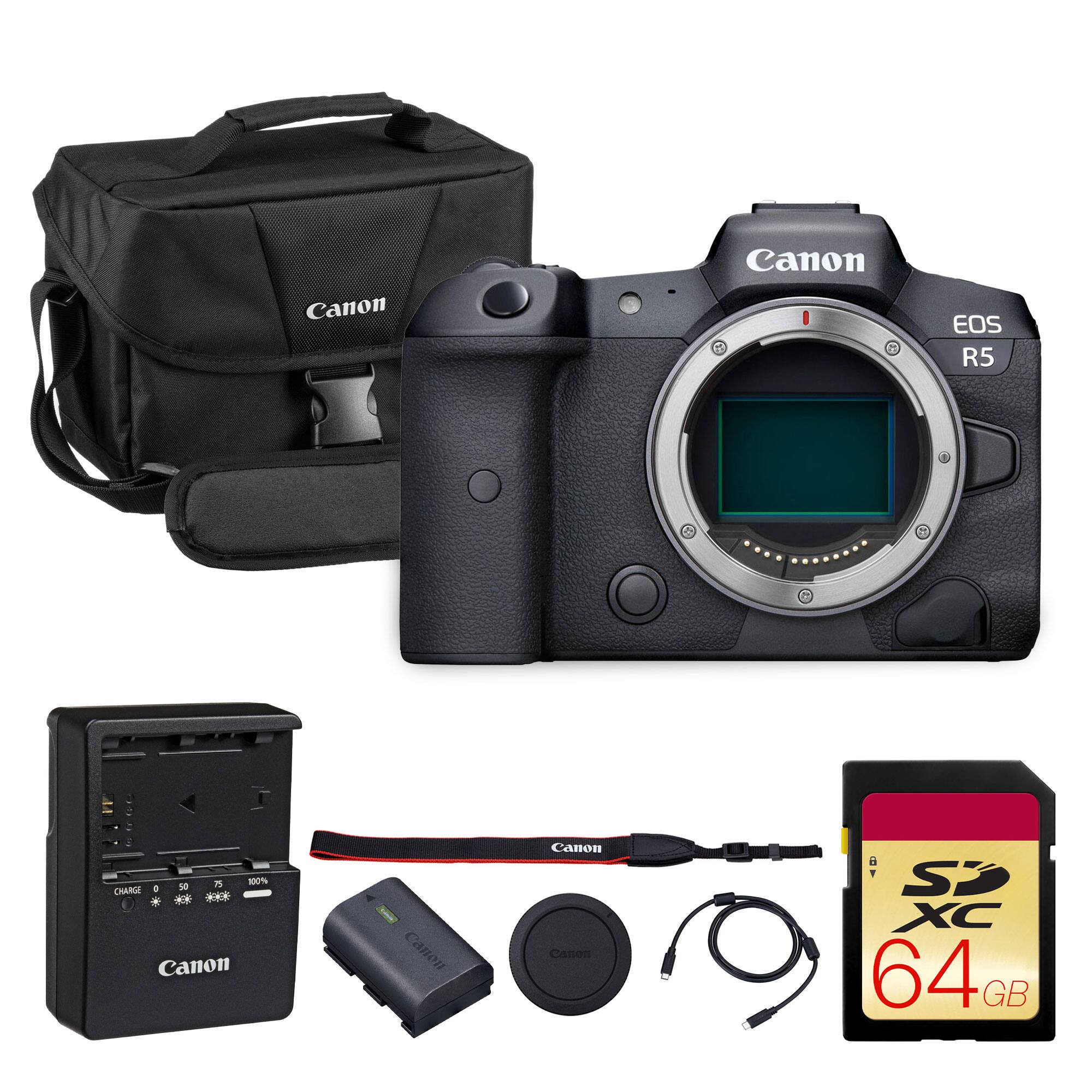 Canon EOS R5  
Canon SP XC 64 GB  
Canon Charger