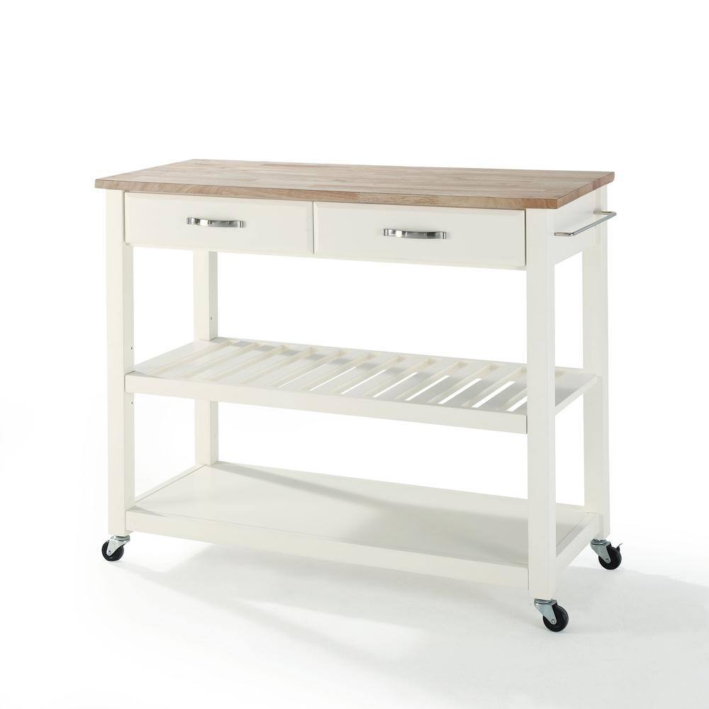 Left. Crosley Furniture - Wood Top Kitchen Prep Rolling Cart - White.