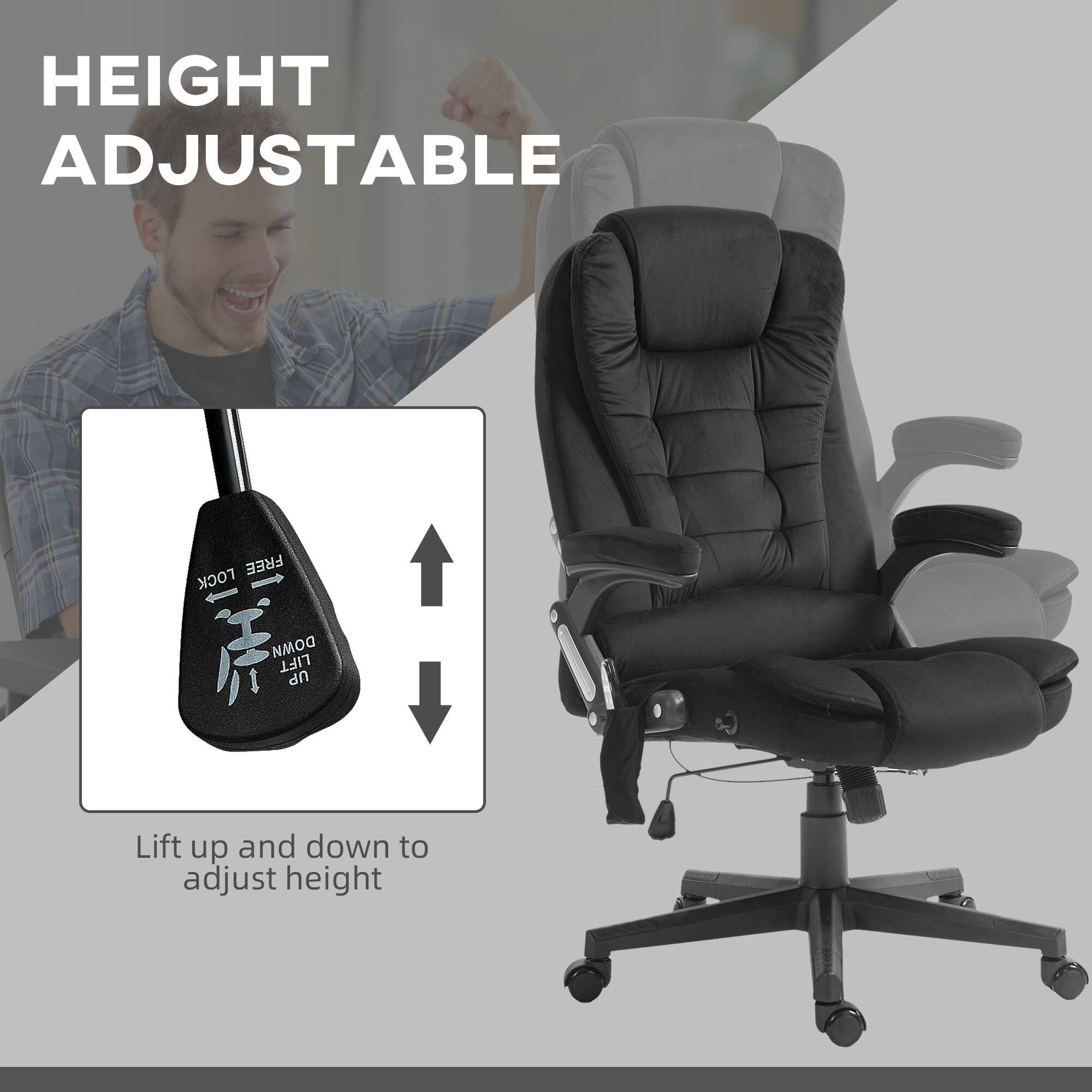 HEIGHT ADJUSTABLE

Lift up and down to adjust height

FREE LOCK DOWN
