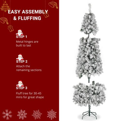 EASY ASSEMBLY & FLUFFING

STEP 1  
Metal hinges are built to last

STEP 2  
Attach the remaining sections

STEP 3  
Fluff tree for 30-45 mins for great shape