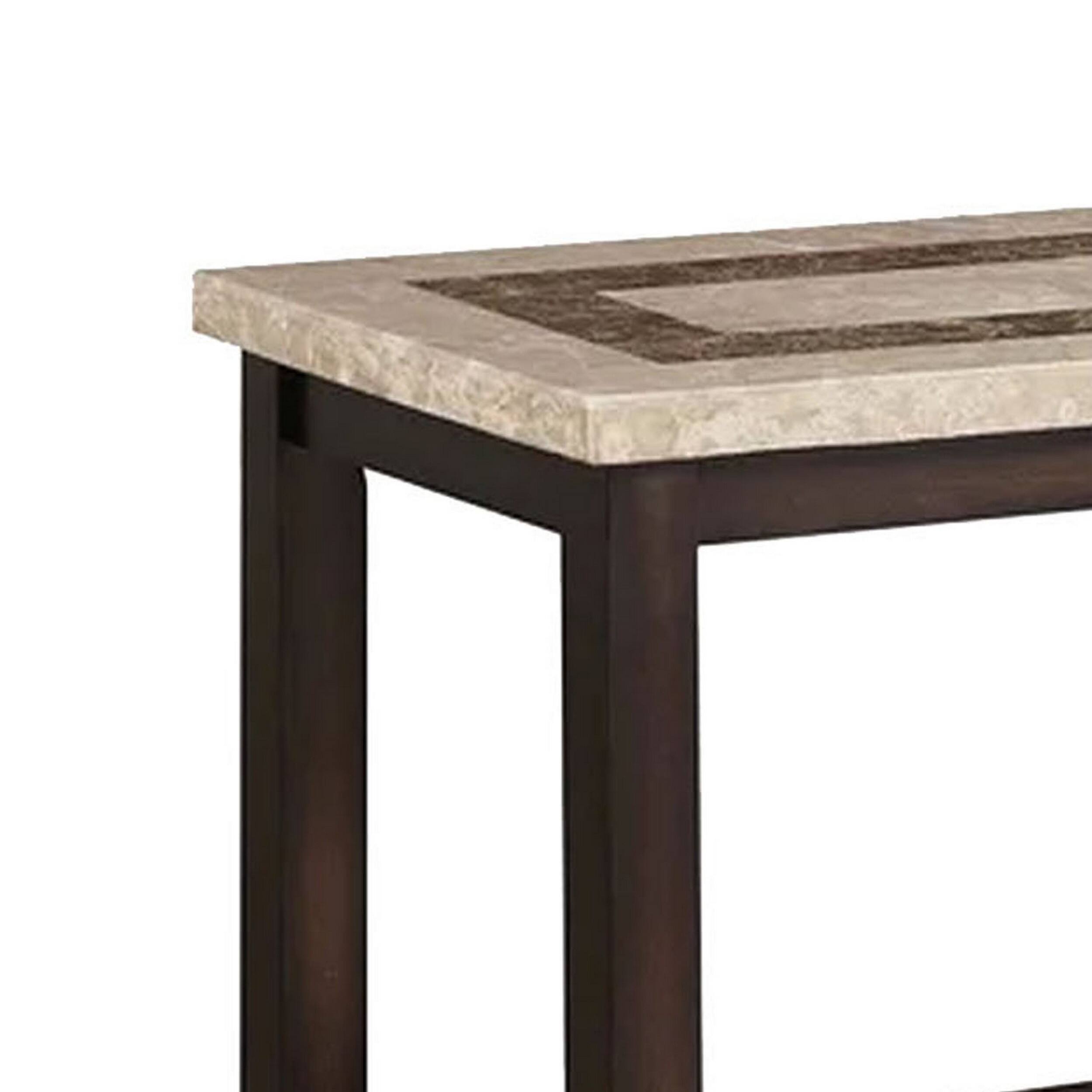 Alt View 1. Manhattan Lane - Cora 48 Inch Console Sofa Table, Faux Marble, Block Legs, Espresso Brown - Brown.