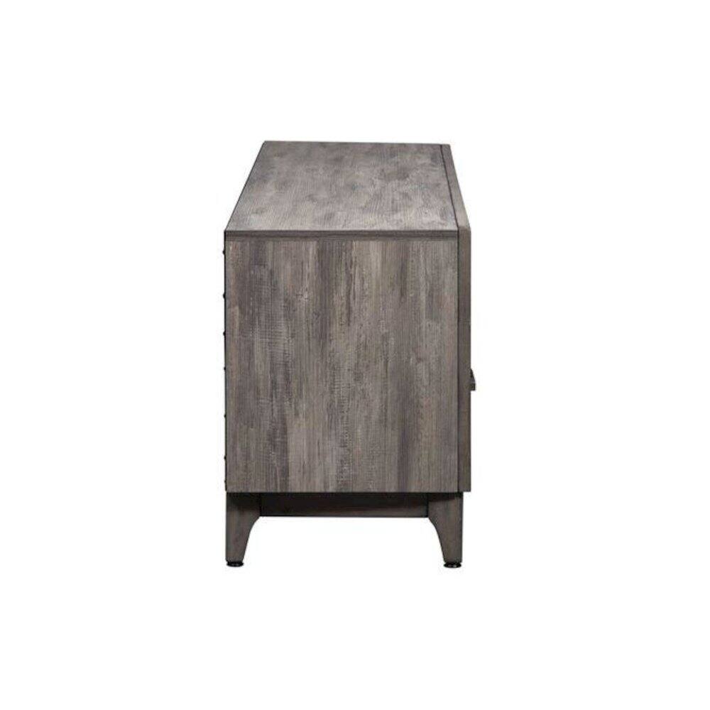 Alt View 2. Liberty Furniture Industries - Mercury 76 Inch TV Console in Driftwood Gray - Black.