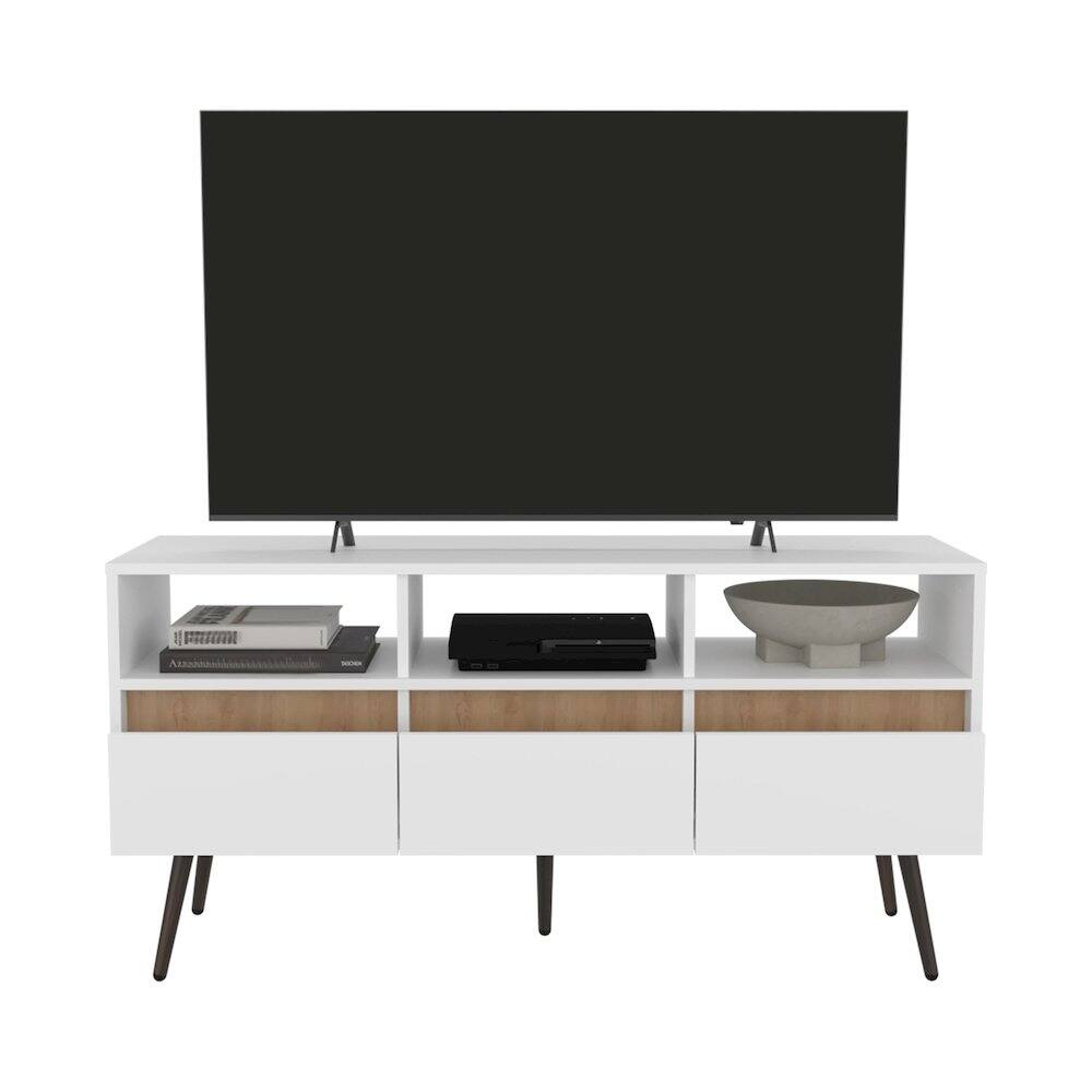 Alt View 1. TuHome - Aranjuez 47" Tv Stand White - Natural Oak MDF - White.