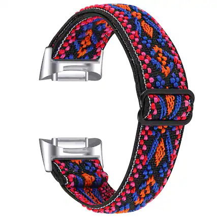 Front. StrapsCo - Pattern Comfort Stretch Band Nylon Watch Strap For Fitbit Charge 6 - Woven Pattern 4.