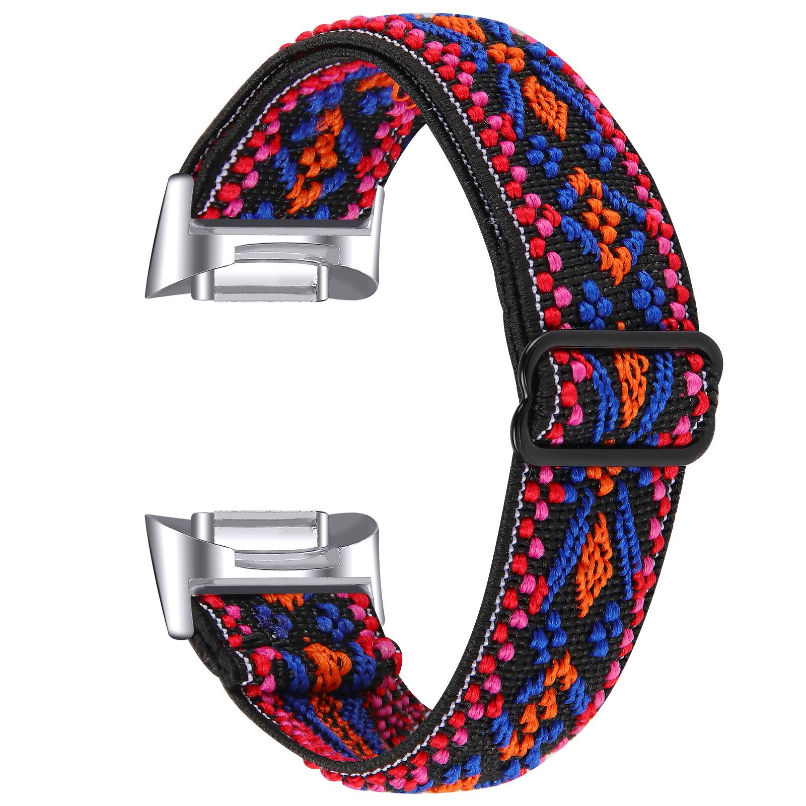 Front. StrapsCo - Pattern Comfort Stretch Band Nylon Watch Strap For Fitbit Charge 6 - Woven Pattern 4.