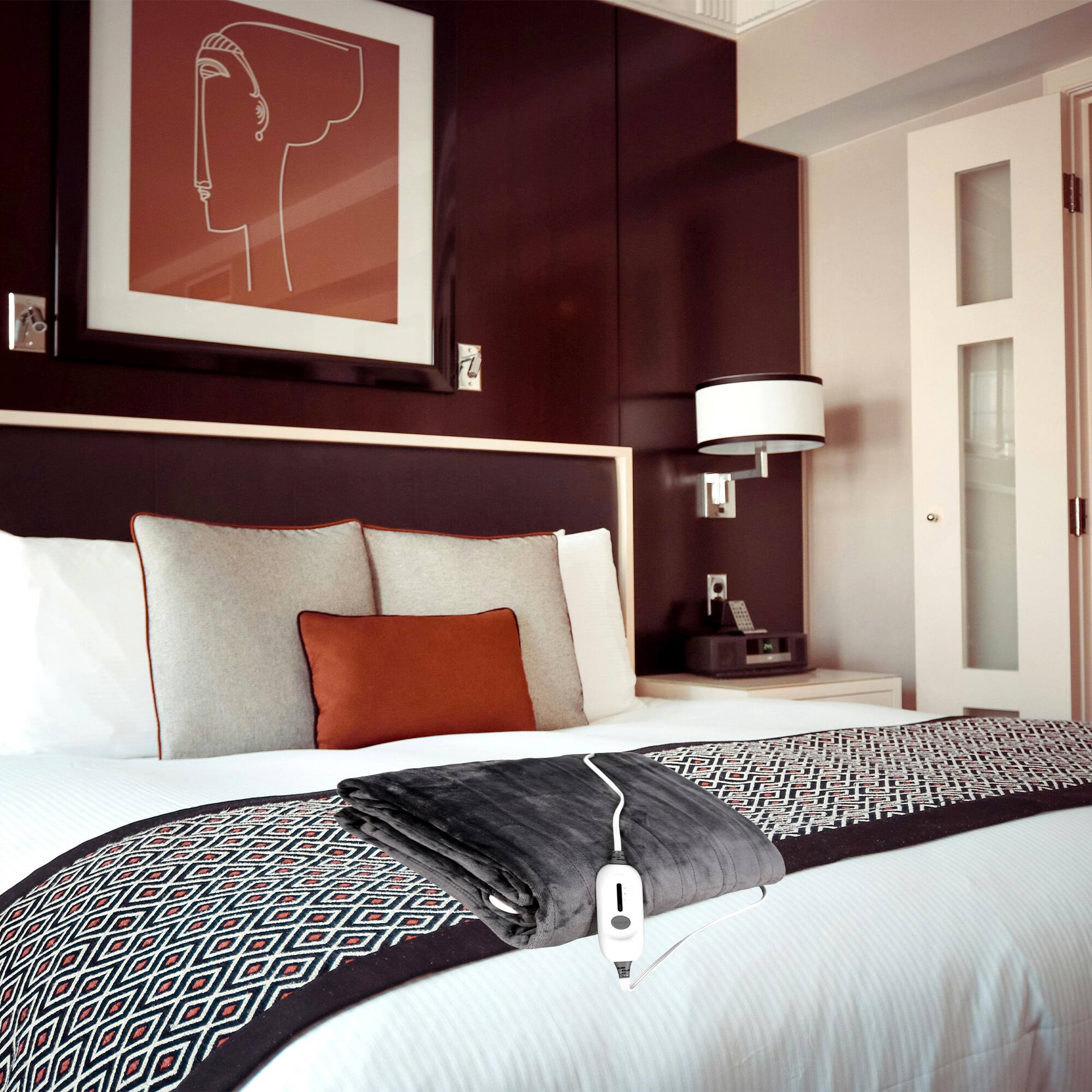 Alt View 2. Pursonic - Electric Soft Microplush Heated Blanket Throw – 62x84 Inches, Fast Heating with 3 Temperature Settings - Grey.