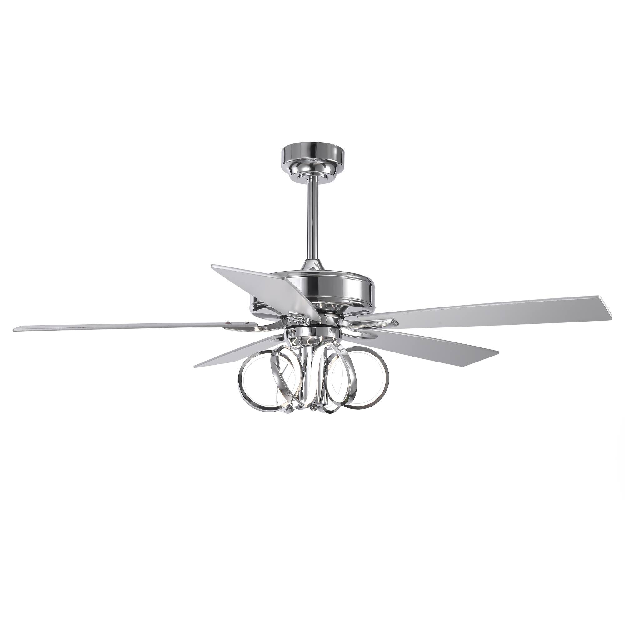 Alt View 2. Parrot Uncle - 52-inch Modern Chrome Indoor LED Ceiling Fan with Remote Control - Chrome.