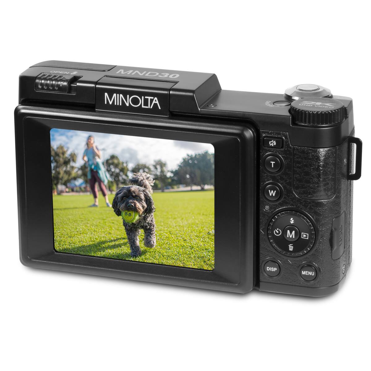 OPEN  
MND30 MINOLTA  
CNOFF  
UHD VIDEO  
T  
W  
M  
DISP  
MENU  
3