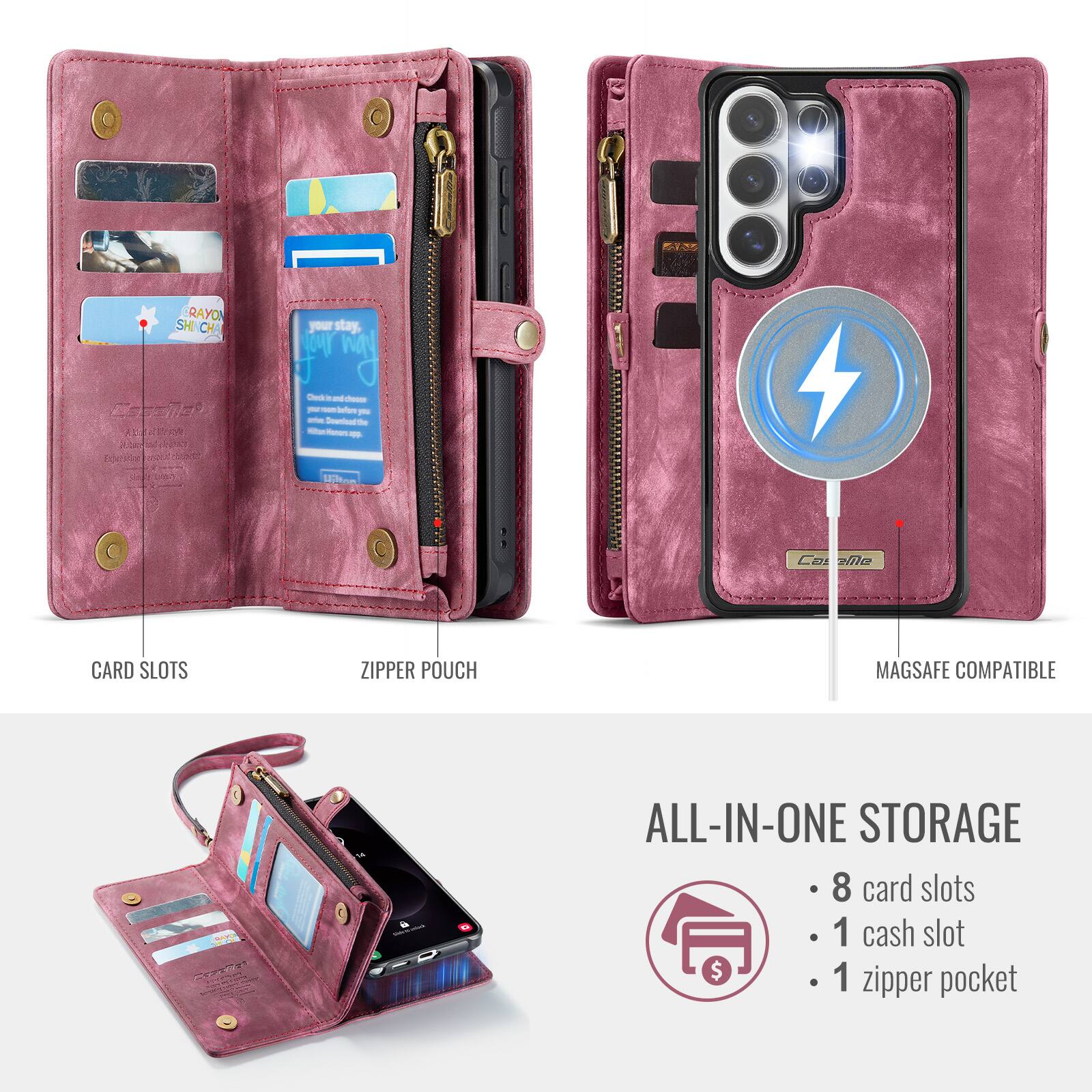 RAYO SHI CH CEER AL  
vole 2 CpA Toer 2 your stay. CuY M Dea - - - - -oe - - Soention - - - - - U. - C0 ! La 22 CARD SLOTS ZIPPER POUCH MAGSAFE COMPATIBLE A ALL-IN-ONE STORAGE 8 card slots 1 cash slot 1 pocket zipper