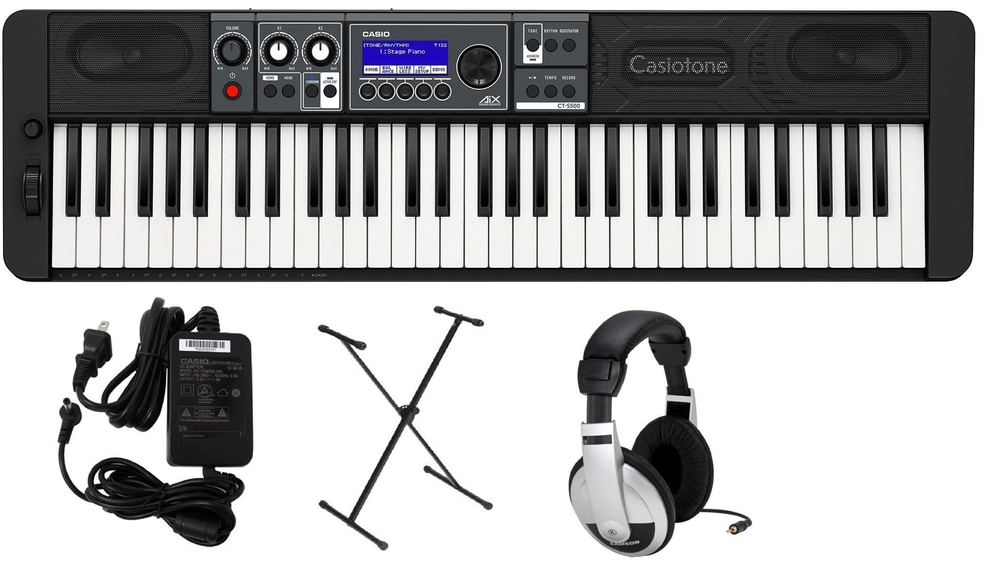 Casio - CTS500 Premium Pack with Stand, Adapter, and Headphones