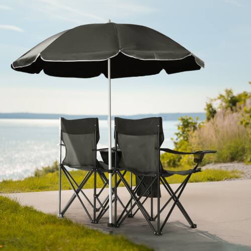 Winado Folding Beach Chairs with Umbrella, 2 Camping Chairs with