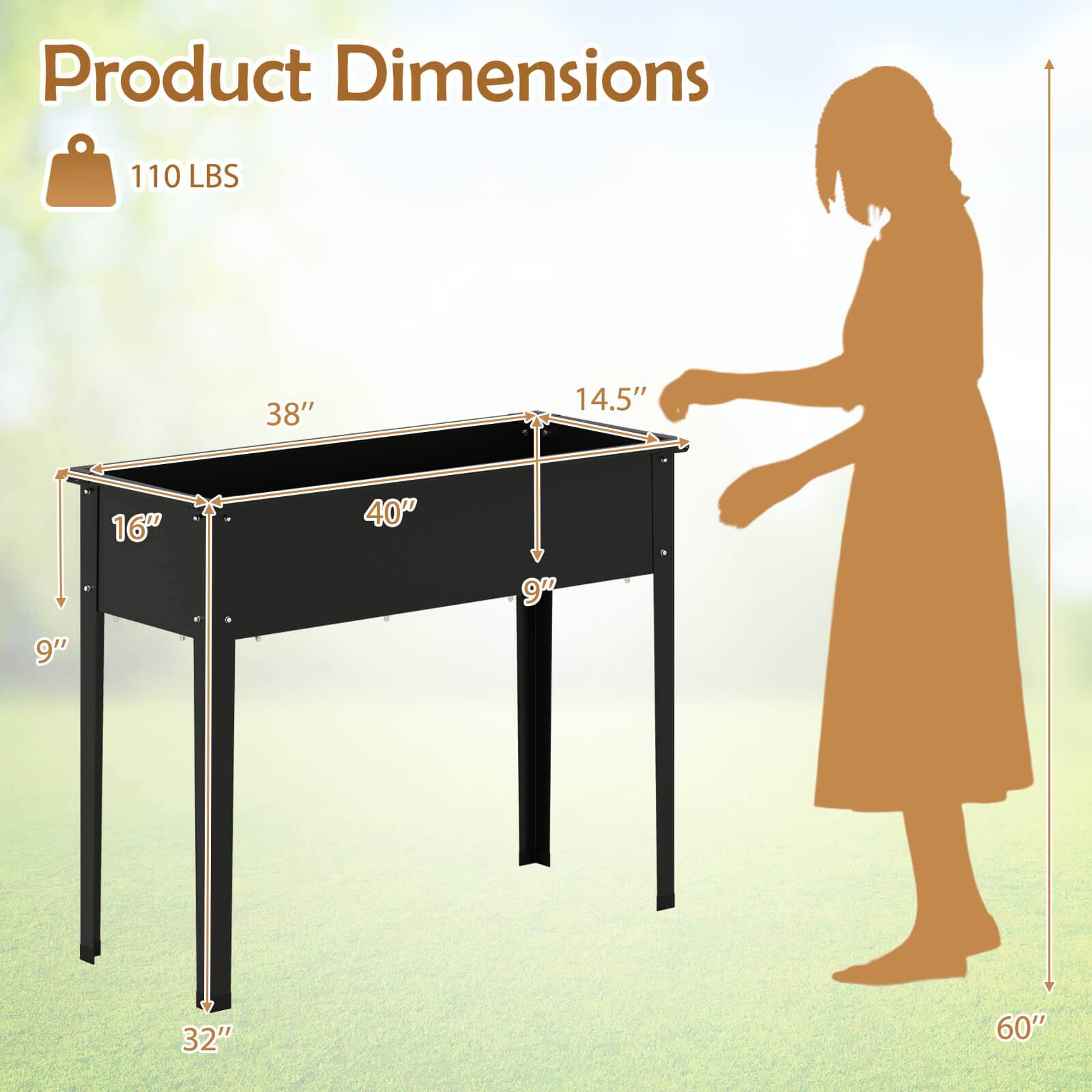 Product Dimensions: 110 LBS, 38" x 14.5" x 16" x 40" x 9" x 9" x 32" x 60"