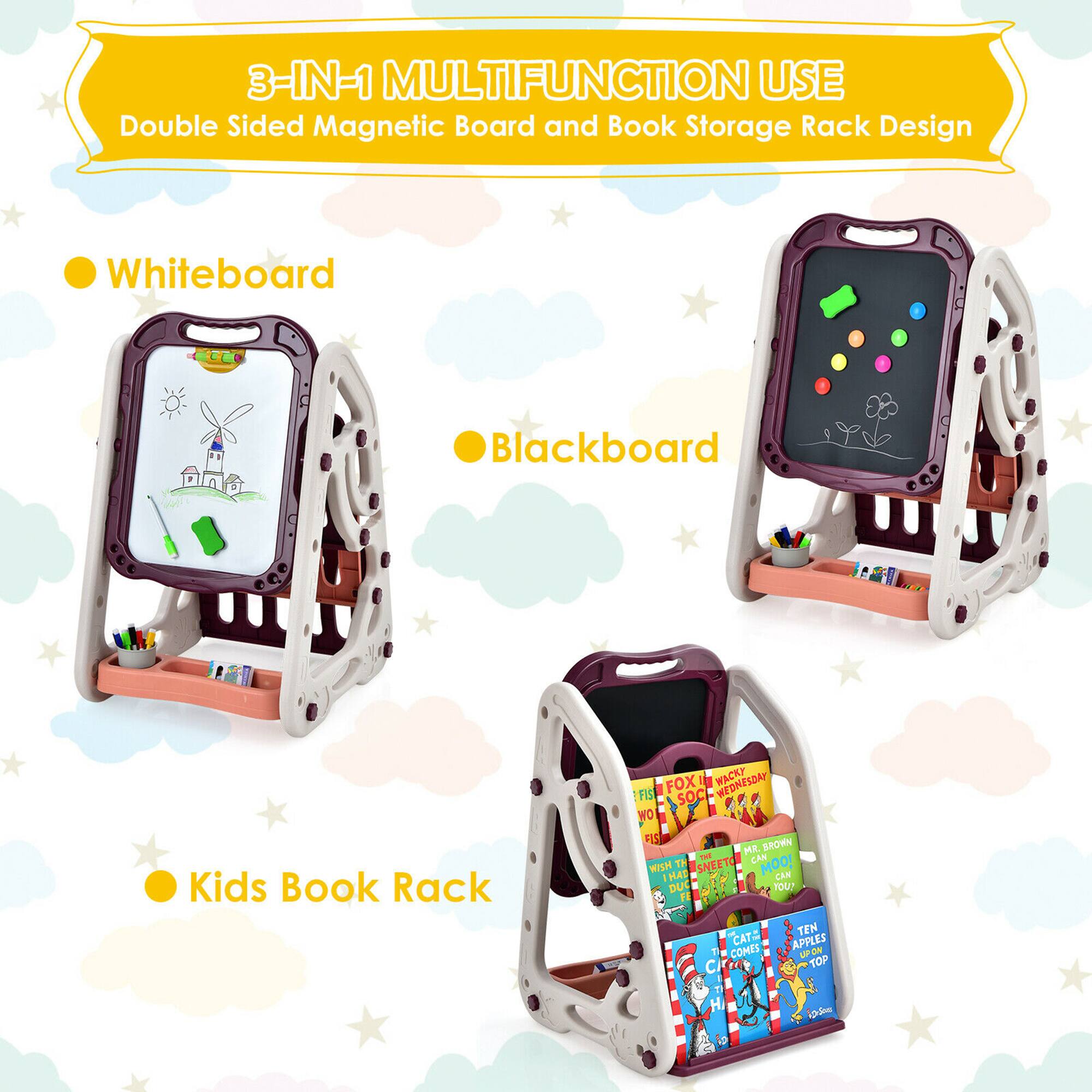 3-IN-1 MULTIFUNCTION USE  
Double Sided Magnetic Board and Book Storage Rack Design  

- Whiteboard  
- Blackboard  
- Kids Book Rack  

FOX WACKY WEDNESDAY FIS SOC NO FIS BROWN R.  
CAN WHN TH SNEETO DO THAD CAN DUS YOU?  
1 - TEN CATS APPLES 1 COMAS UPON u ON C TOP 1 H 1d