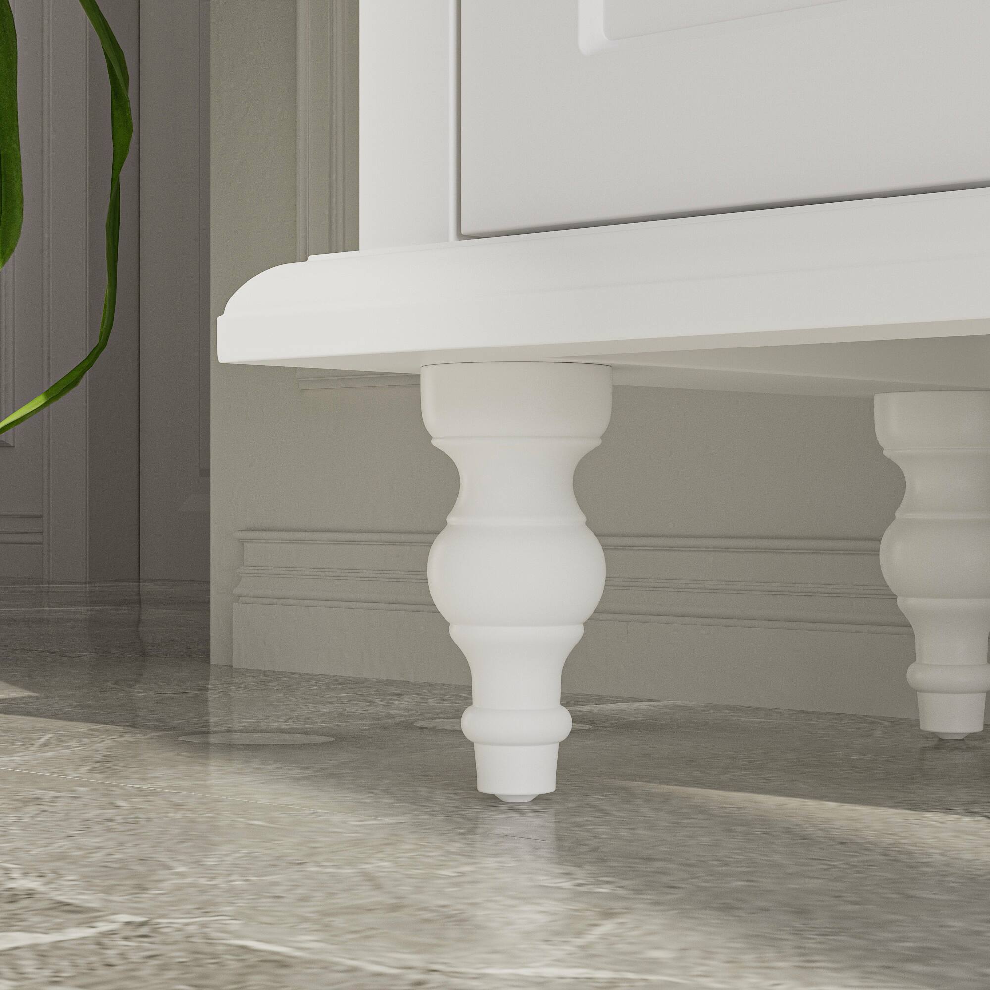 Alt View 7. Famapy - Famapy European - Style TV Stand Silent Slides Solid Wood Legs, Fits Upto 70" TVs - White.