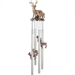 FC Design - 23" Long Deer with Fawn Round Top Wind Chime Outdoor Patio or Garden Hanging Decoration - Multi-Color