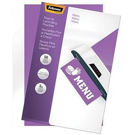 Fellowes - Thermal Laminating Pouches, Menu, 3 Mil, 50/Pack - Clear